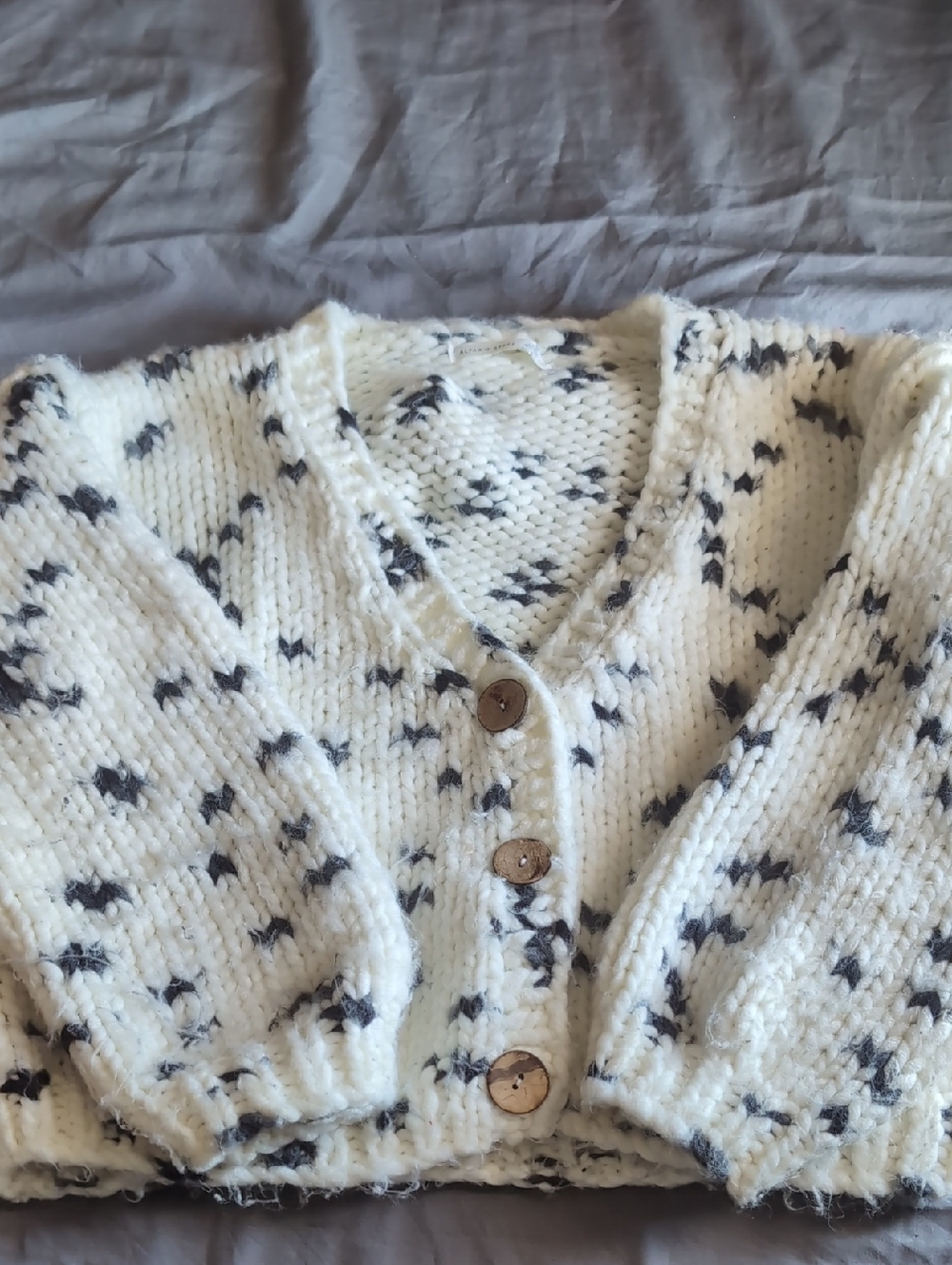 Altar'd State Cream Speckled Knit Button-Front Cardigan